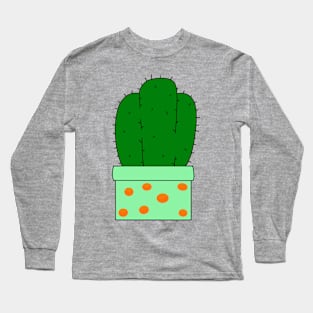 Cute Cactus Design #47: Orange Pot Cactus Long Sleeve T-Shirt